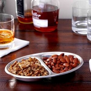 pottery barn antique silver divided snack bowl